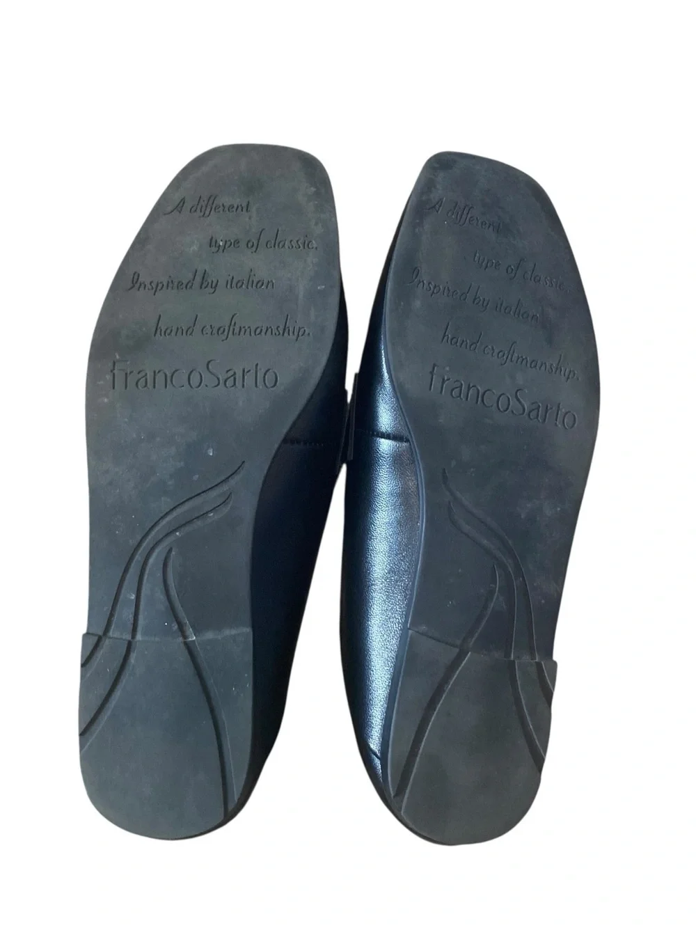Franco Sarto Black Leather Almond Toe Classic Chic Loafers Size 6M
